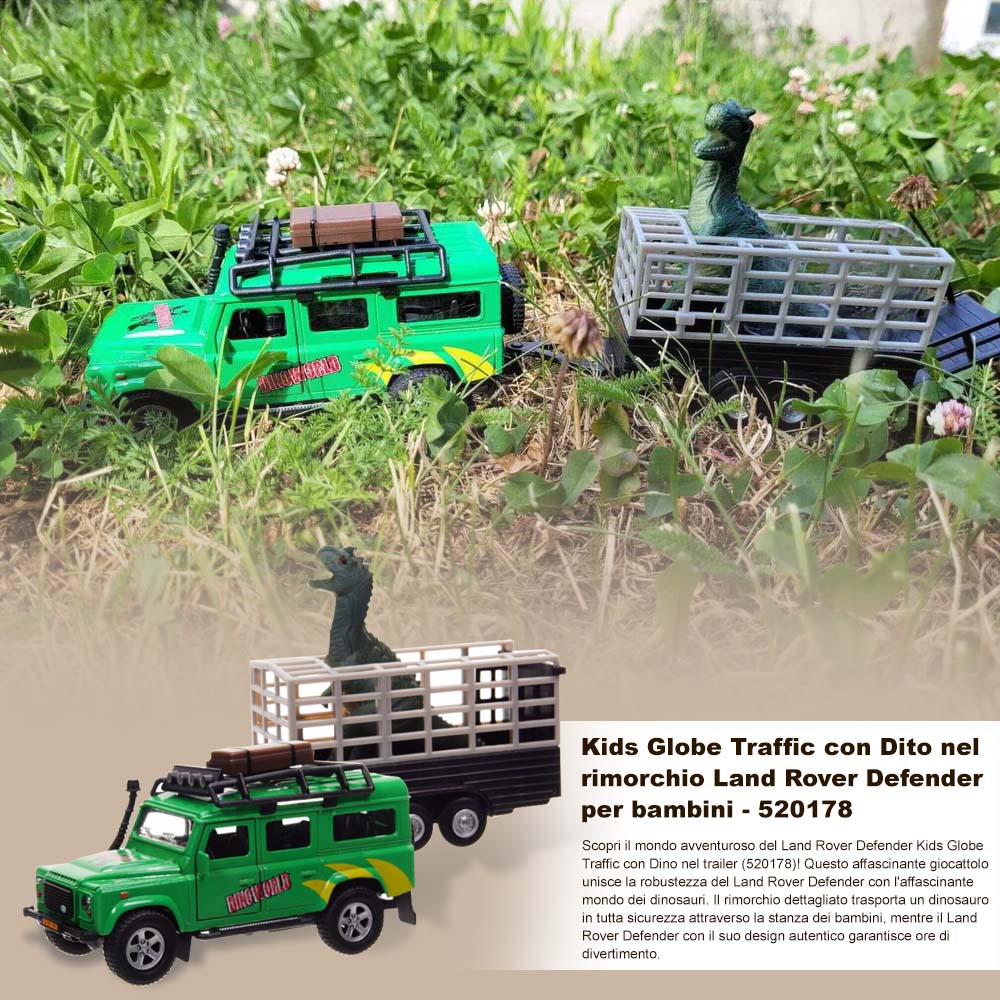 Kids Globe Traffic con Dito nel rimorchio Land Rover Defender per bambini