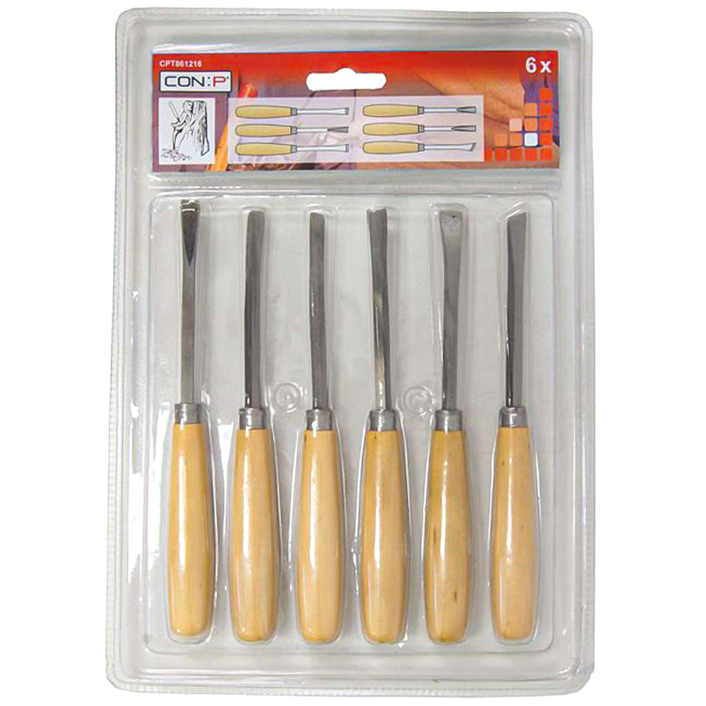 Set Sgorbie per Intaglio con Manico in Legno – 6 Pezzi