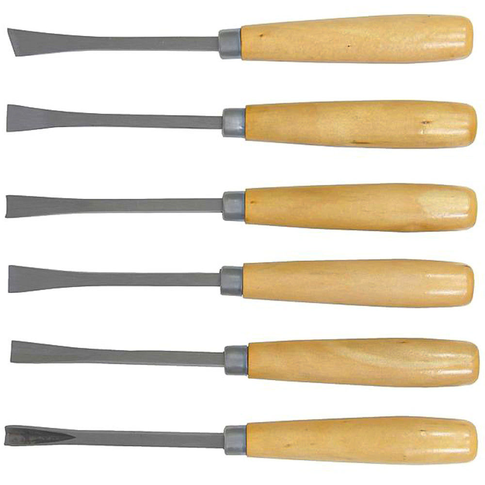 Set Sgorbie per Intaglio con Manico in Legno – 6 Pezzi