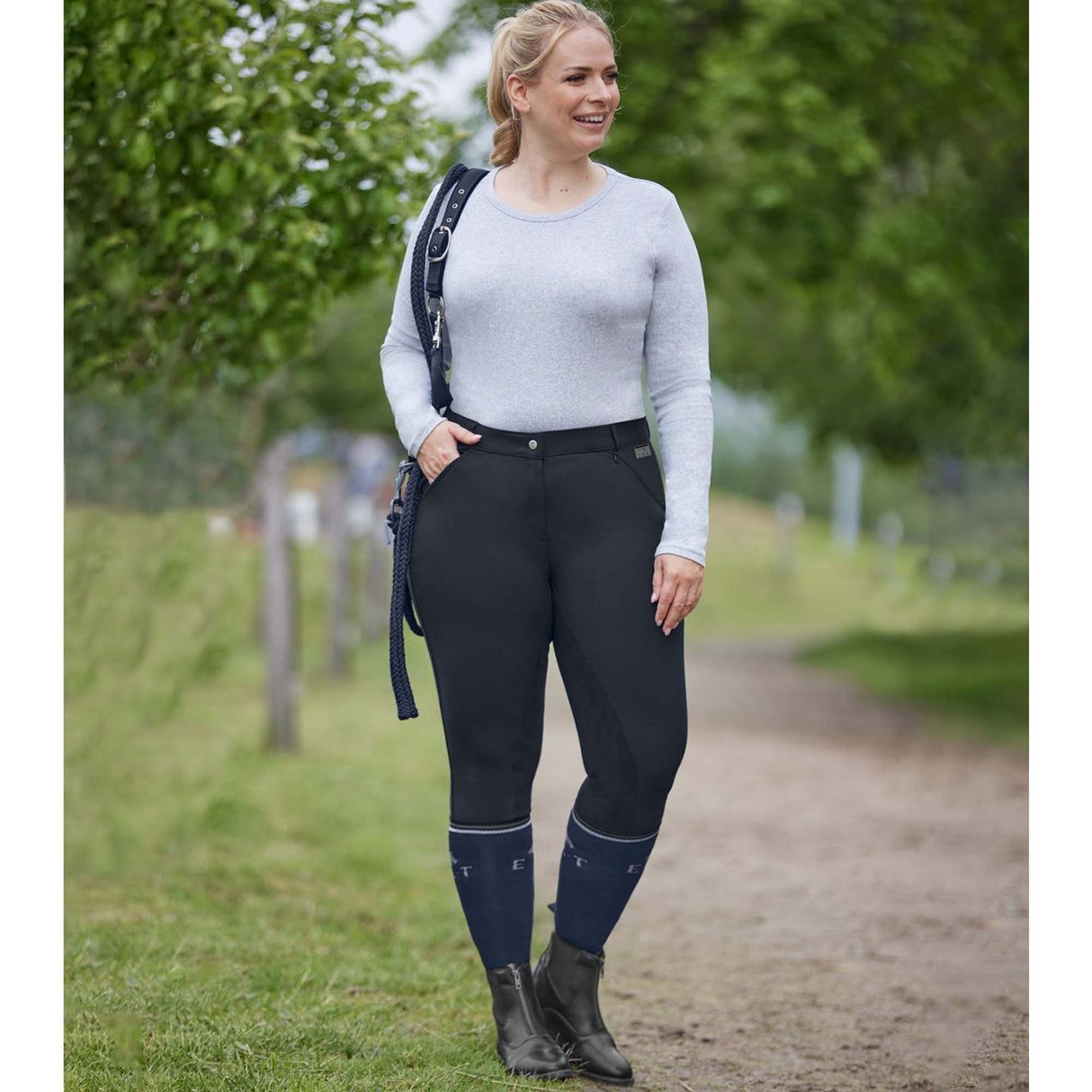 Pantaloni Equitazione Dahlia Silicone, Nero.