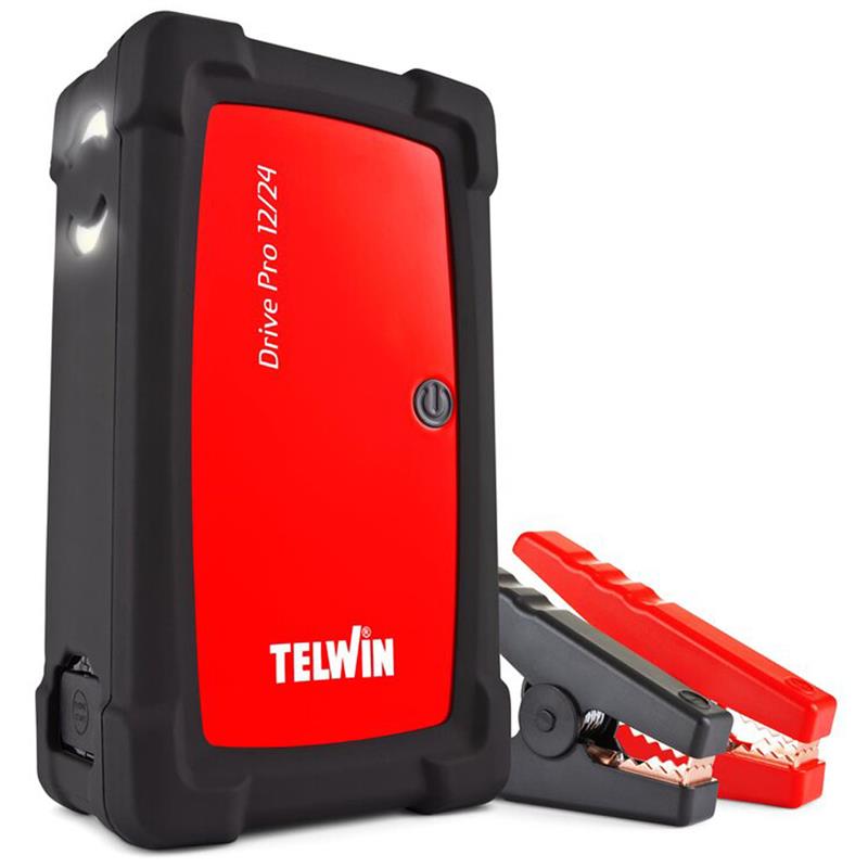 Telwin Drive Pro 12V/24V Avviatore al Litio Professionale – Power Bank 2200A Max con Uscite USB, Luce LED & Protezione Inversione Polarità – Booster Portatile per Batteria Auto