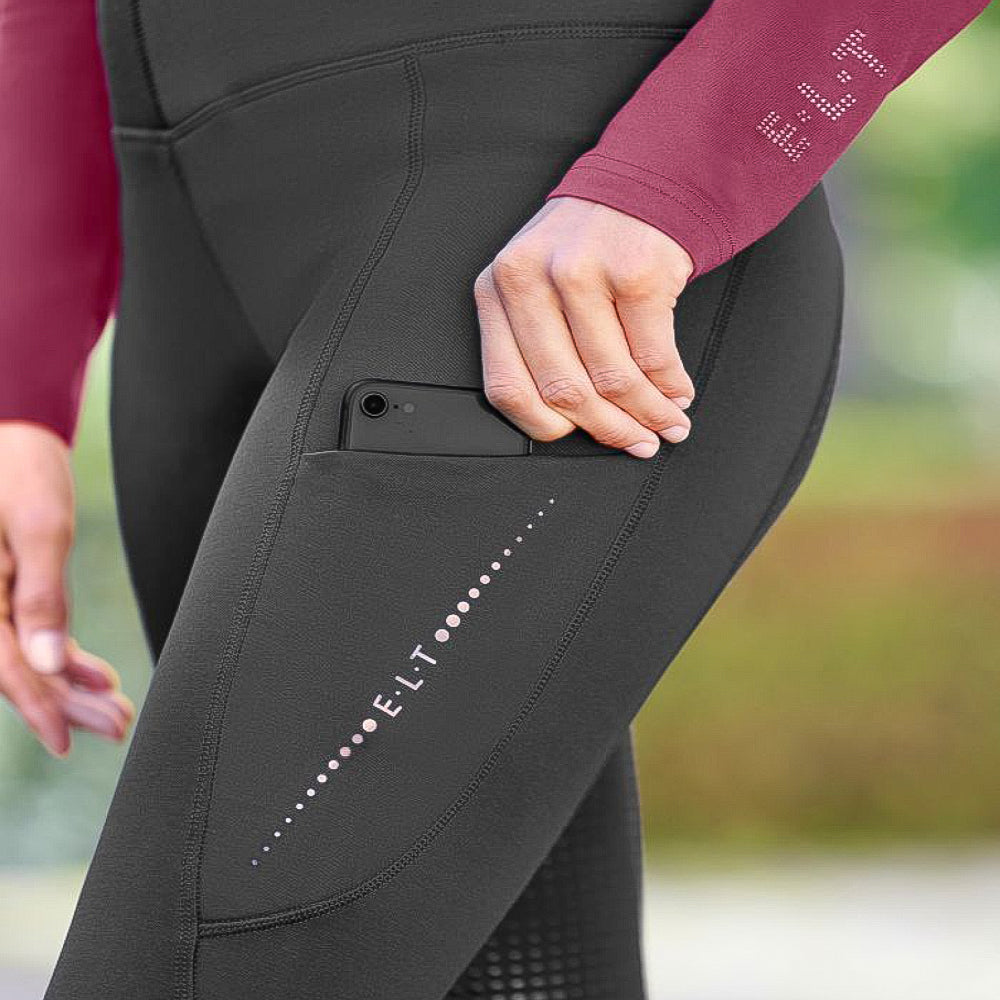 E.L.T Leggings Termici da Equitazione Milla – Blu Scuro & Nero per Donna