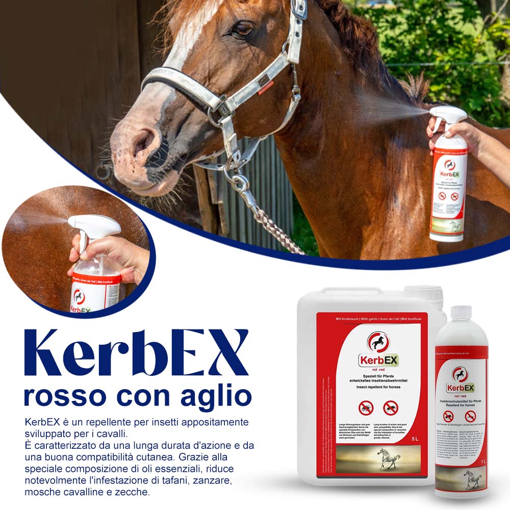 Kerbex rosso con aglio I repellente insetti I antimosche per cavalli