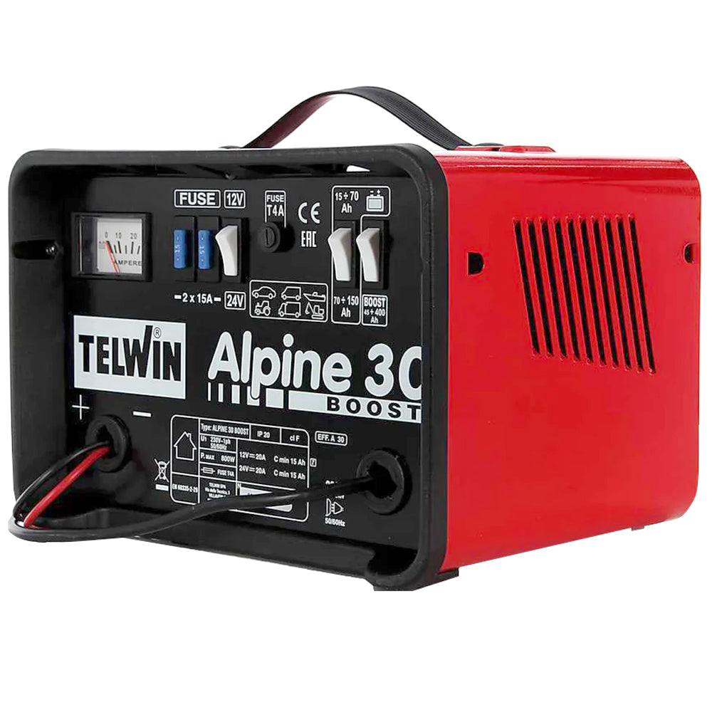 Telwin Alpine 30 Boost Caricabatterie & Avviatore 230V 12-24V per Auto e Camion