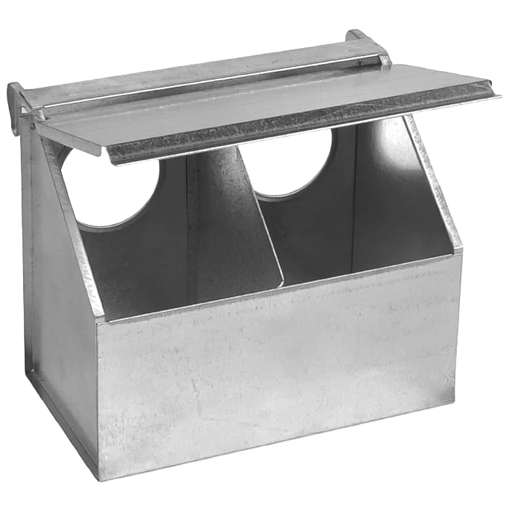 Mangiatoia Metallica per Piccioni con 2 Scomparti – Design Compatto