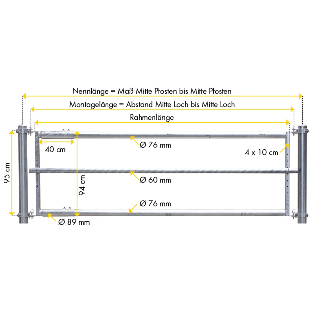 Divisorio per Mangiatoia con Rinforzo Centrale, 3 Barre, Lunghezza 4,00 m