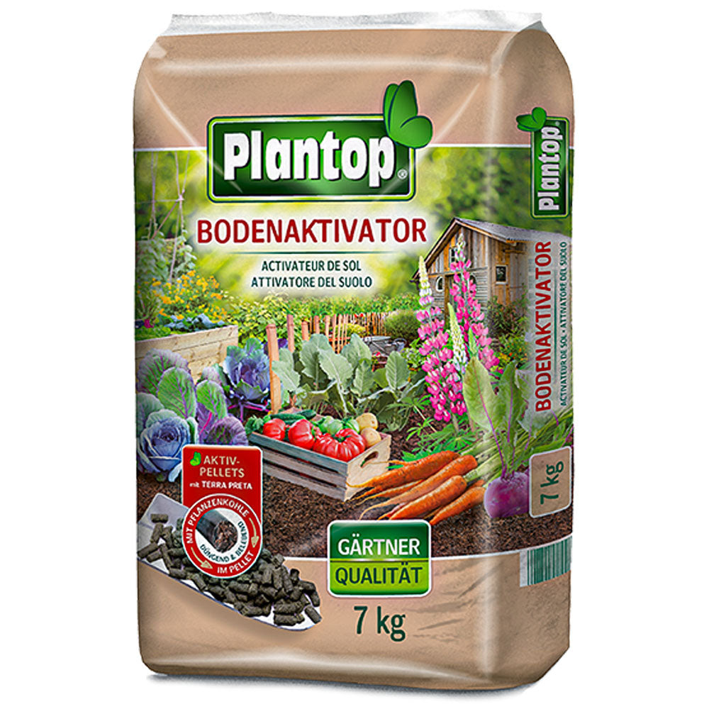 Plantop Bodenaktivator con Terra Preta fertilizzante organico in pellet da 7kg per migliorare la fertilità del suolo