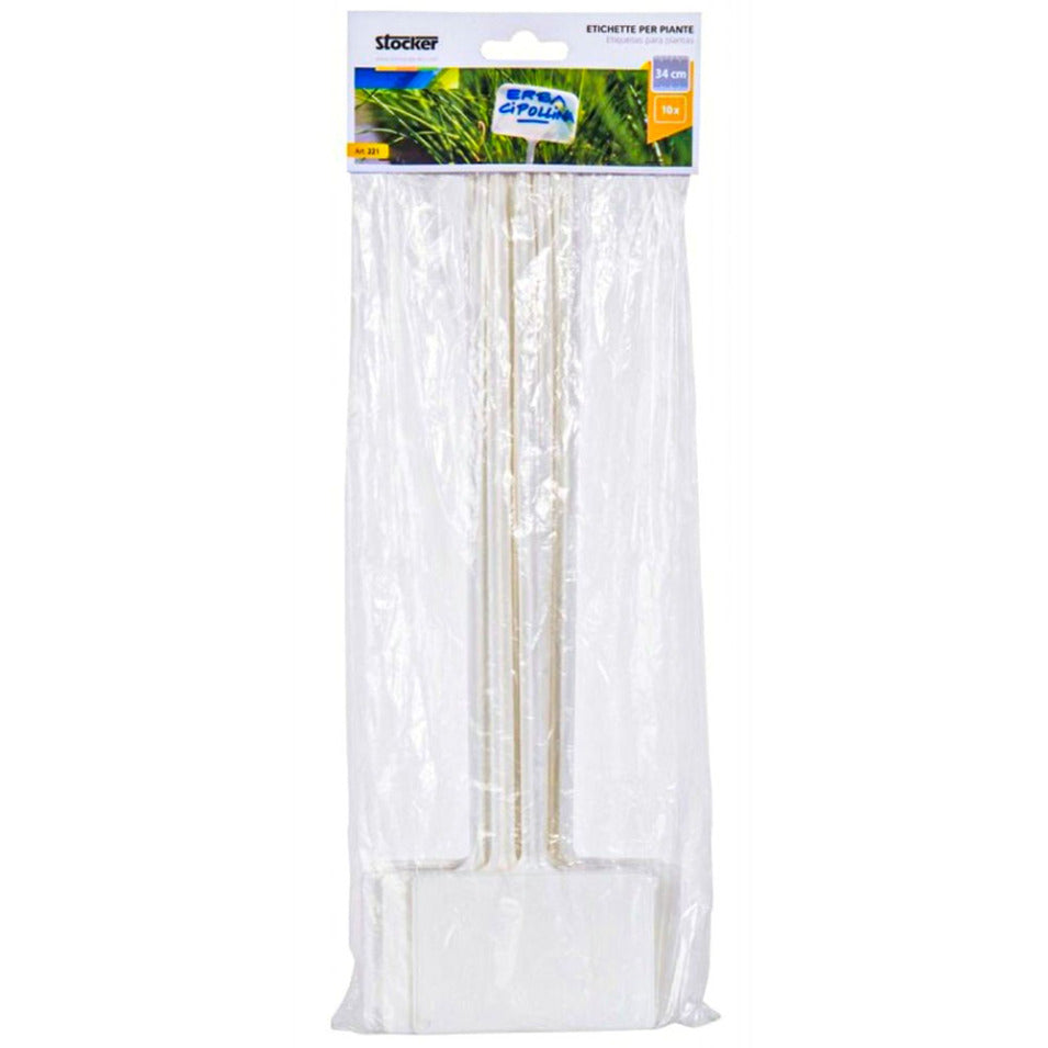 Etichette per piante in plastica bianca segnapiante da giardino 34 x 9cm. 10 pezzi