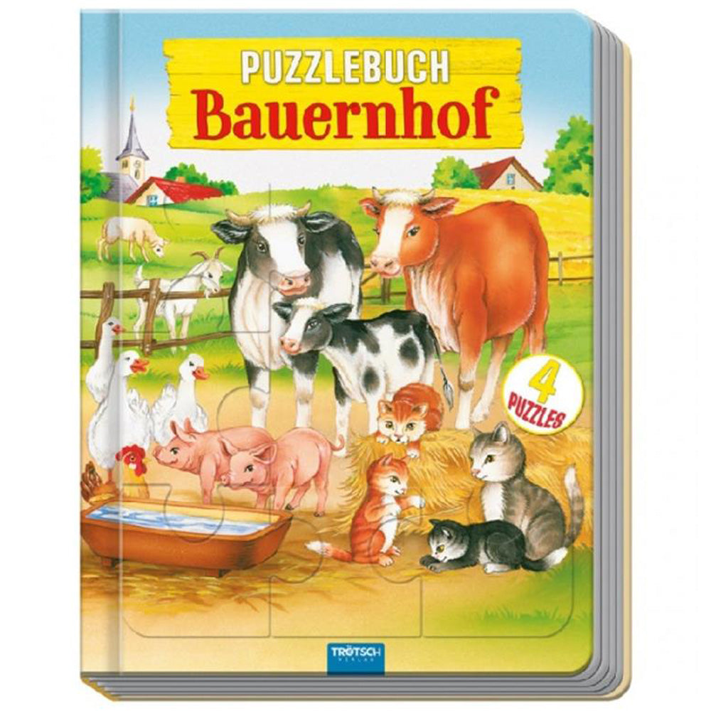 Agritura libro puzzle in cartone fattoria – 4 puzzle con storie in rima