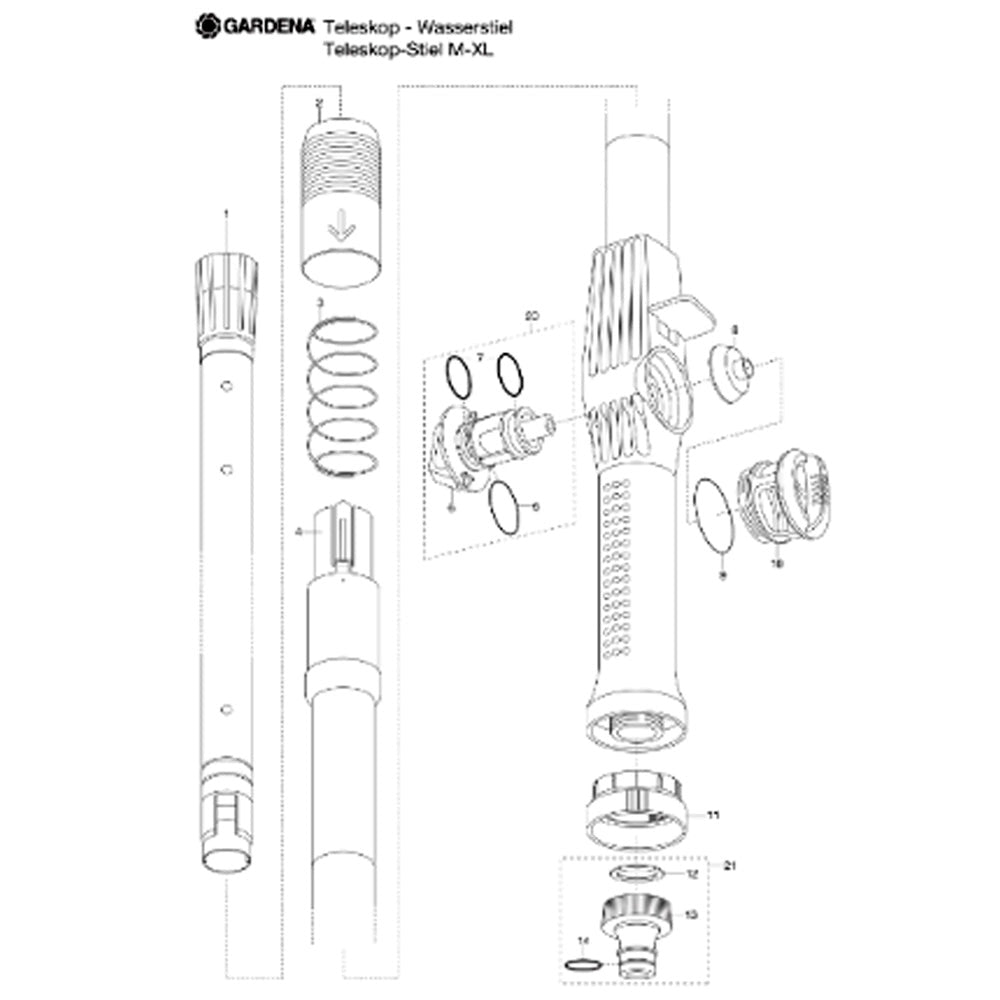 Manico cleansystem M gardena con collegamento acqua per la pulizia di ampie superfici