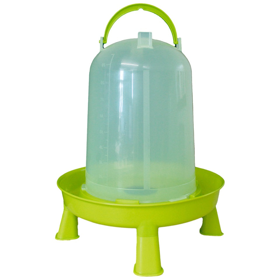 Abbeveratoio eco da 10L per pollame con gambe e tappo verde pistacchio