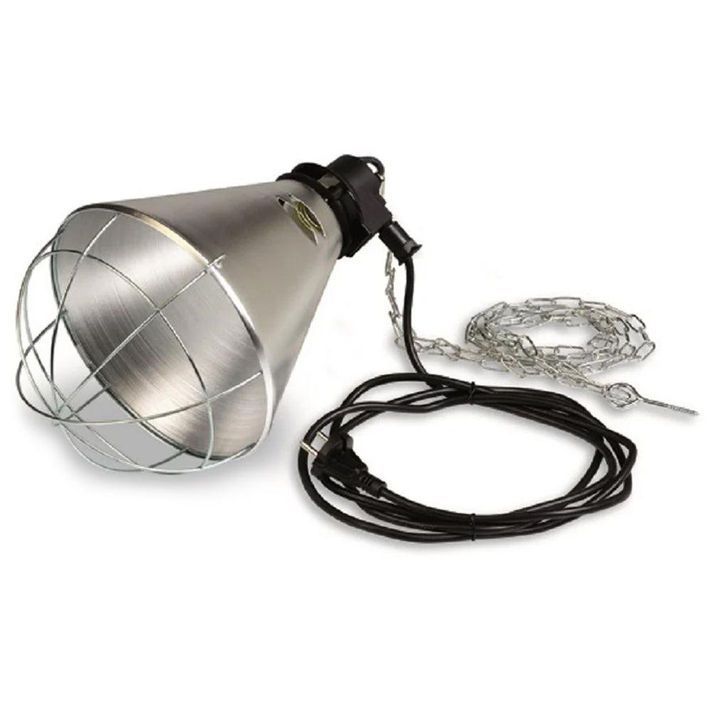Animal heat lamp holder for poultry & piglets, aluminum with reflector, 2.5m cable