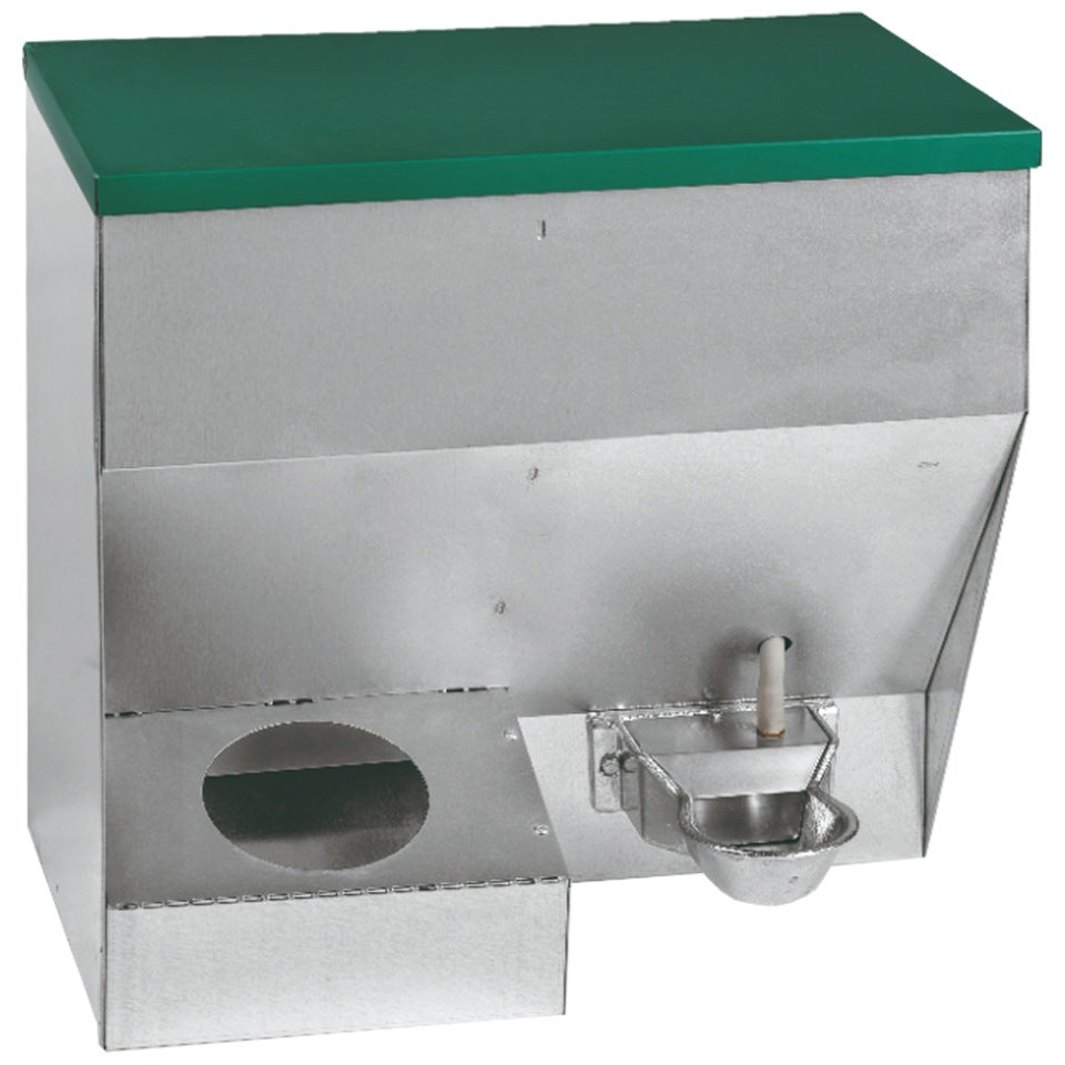 Alimentatore e bevitore misto zincato per cani con alimentatore da 8kg e serbatoio acqua da 8L