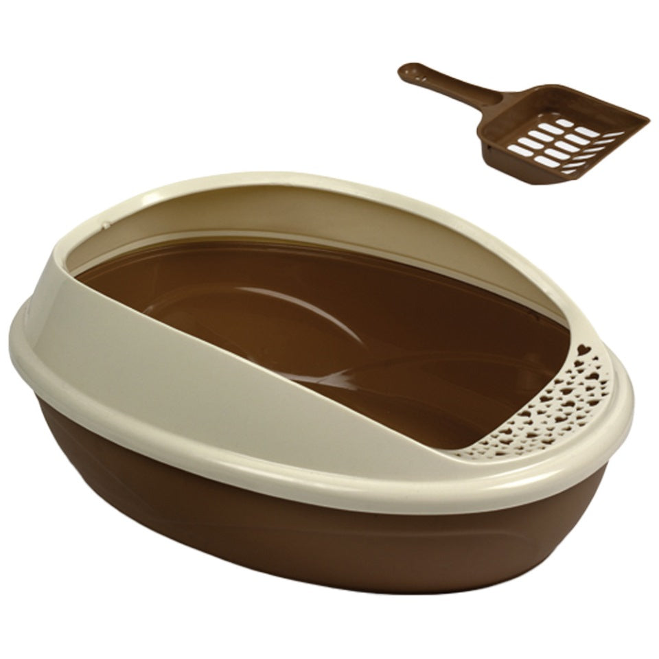 Lettiera ovale per gatti gaun con bordi alti vassoio ampio e Igienico con base rimovibile e paletta facile da pulire