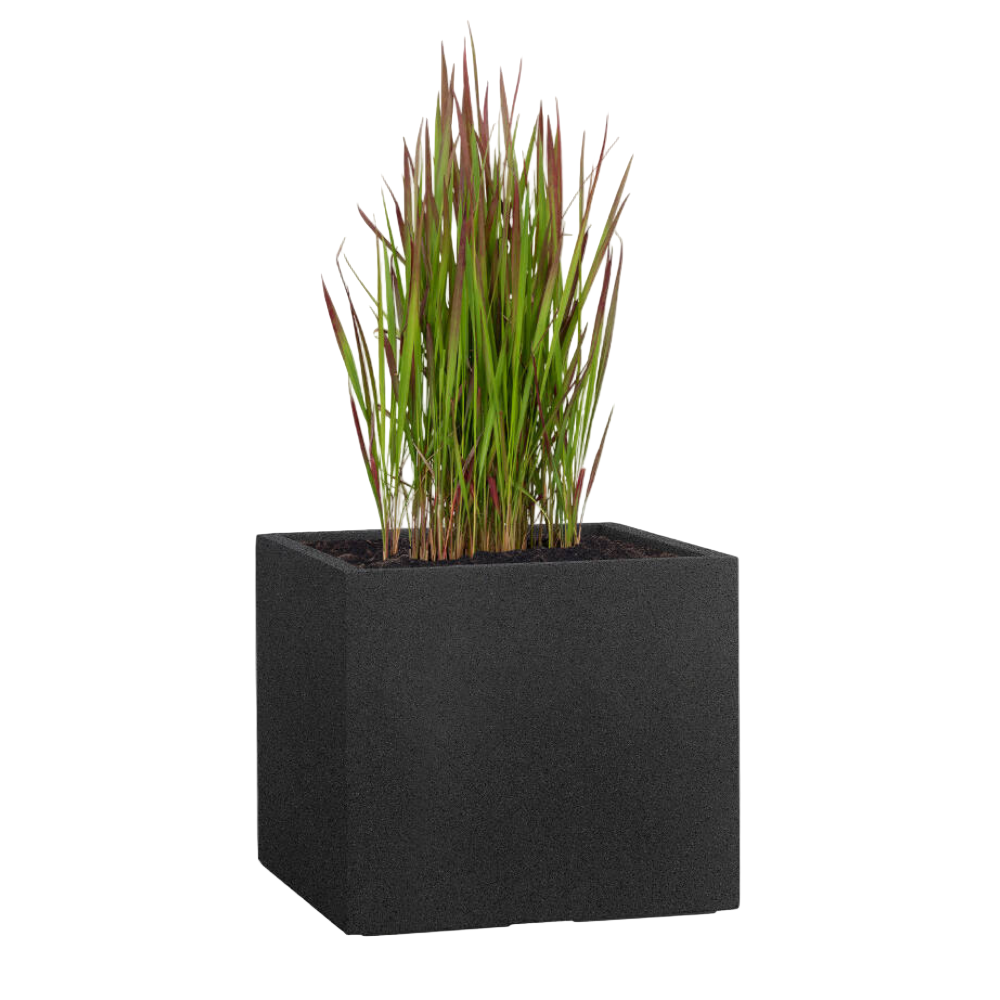 Granite CUBE Planter – Modern Square Flower Pot for Outdoors