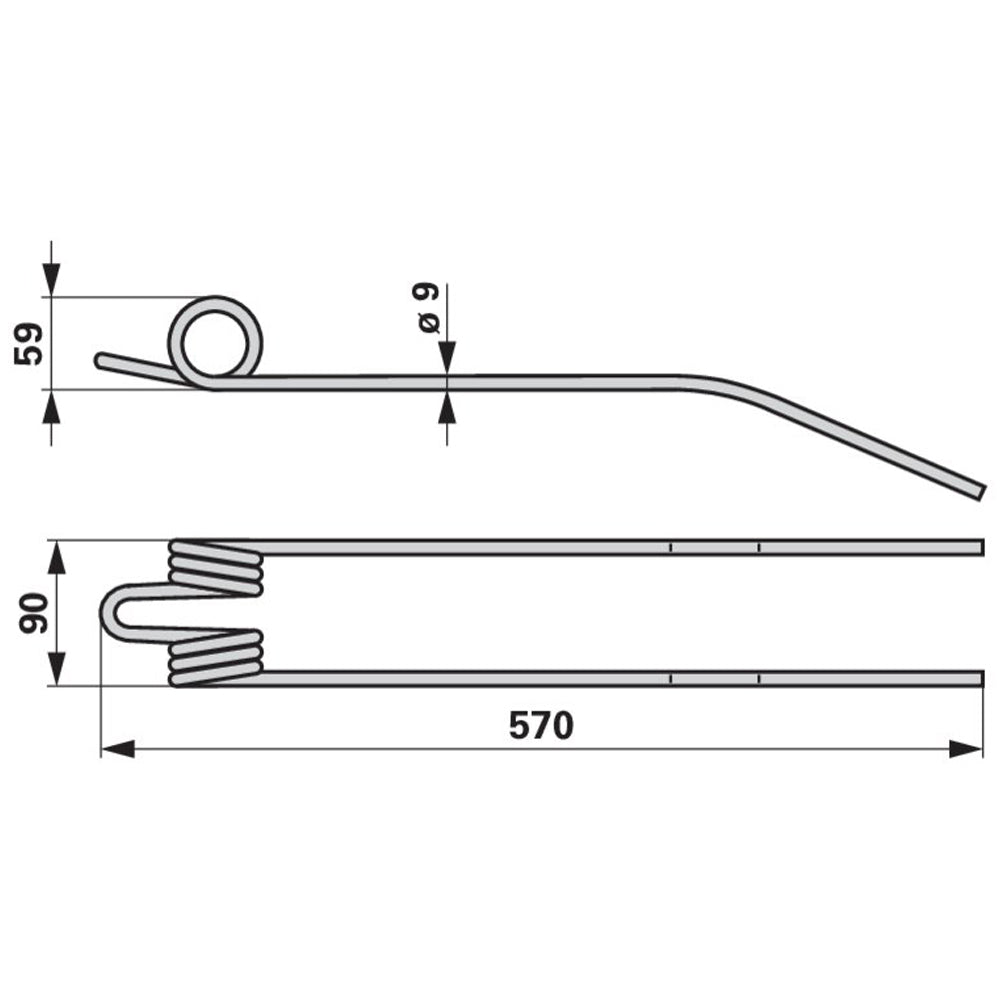 Dente per voltafieno grigio scuro compatibile con Deutz-Fahr 06231509