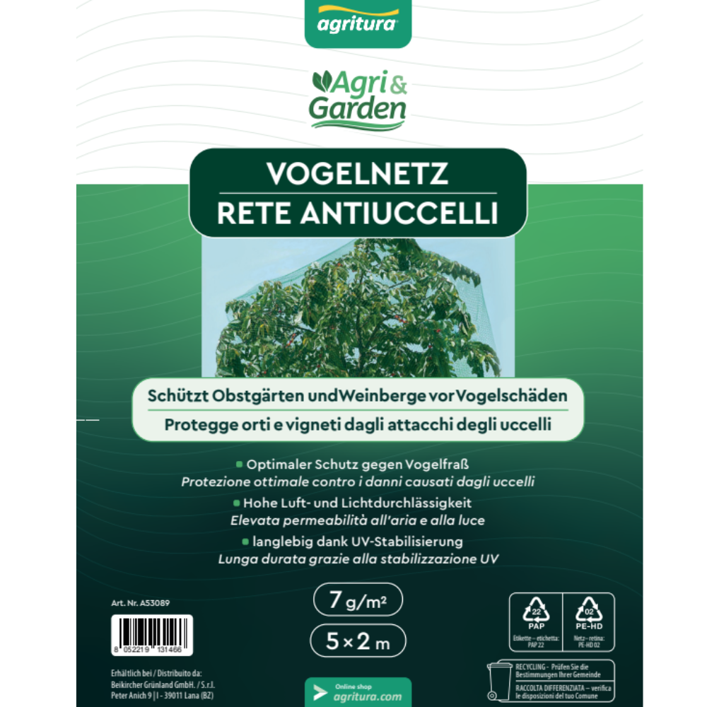 Agritura rete antiuccelli 7g/m²