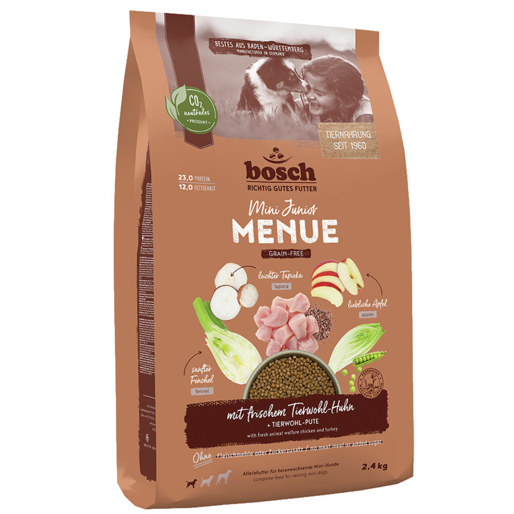 Bosch HPC Menue Mini Junior con Pollo Benessere Animale Senza Cereali