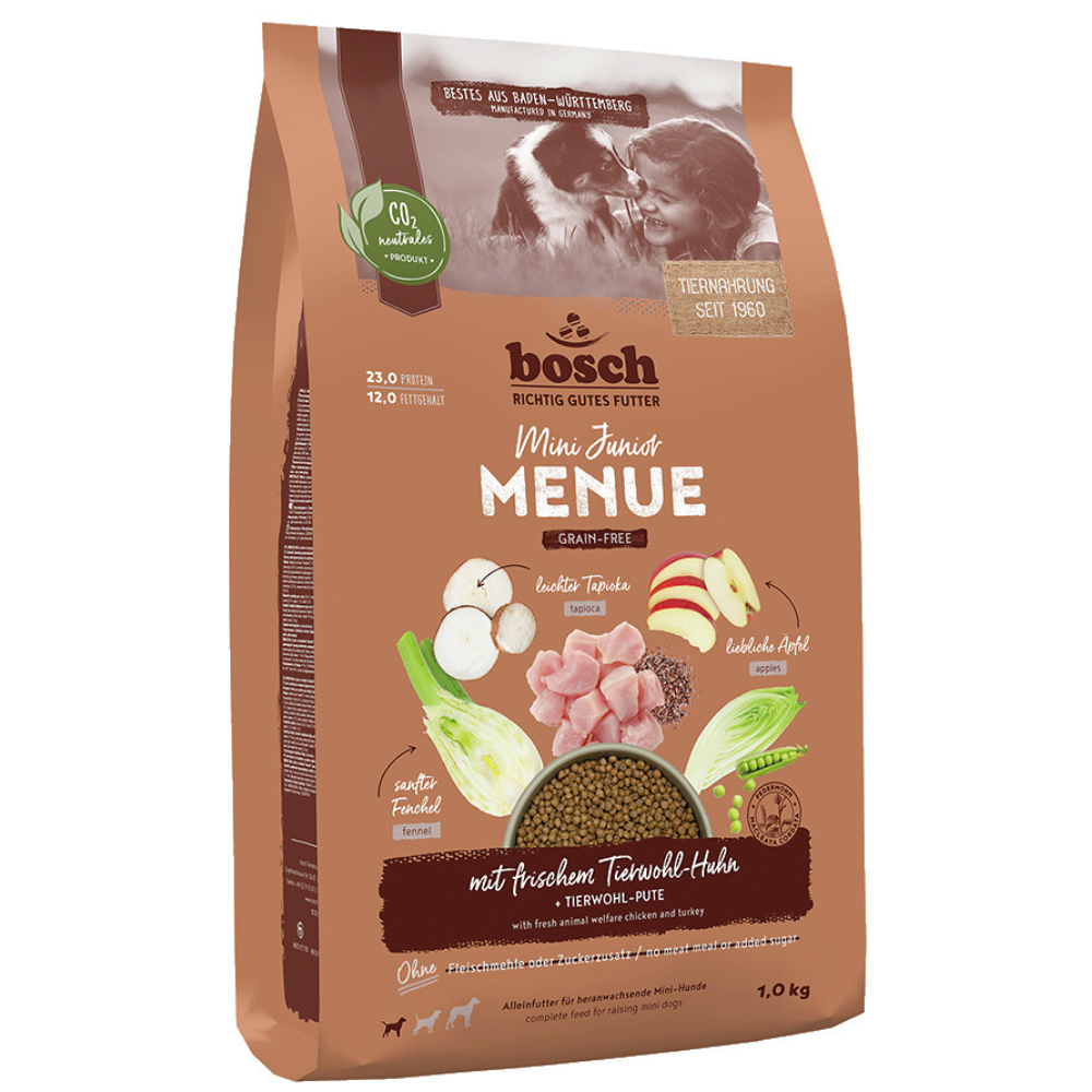 Bosch HPC Menue Mini Junior con Pollo Benessere Animale Senza Cereali