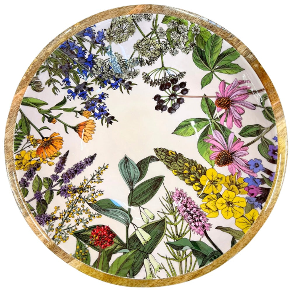 Mango Wood Bowl Herbs Print