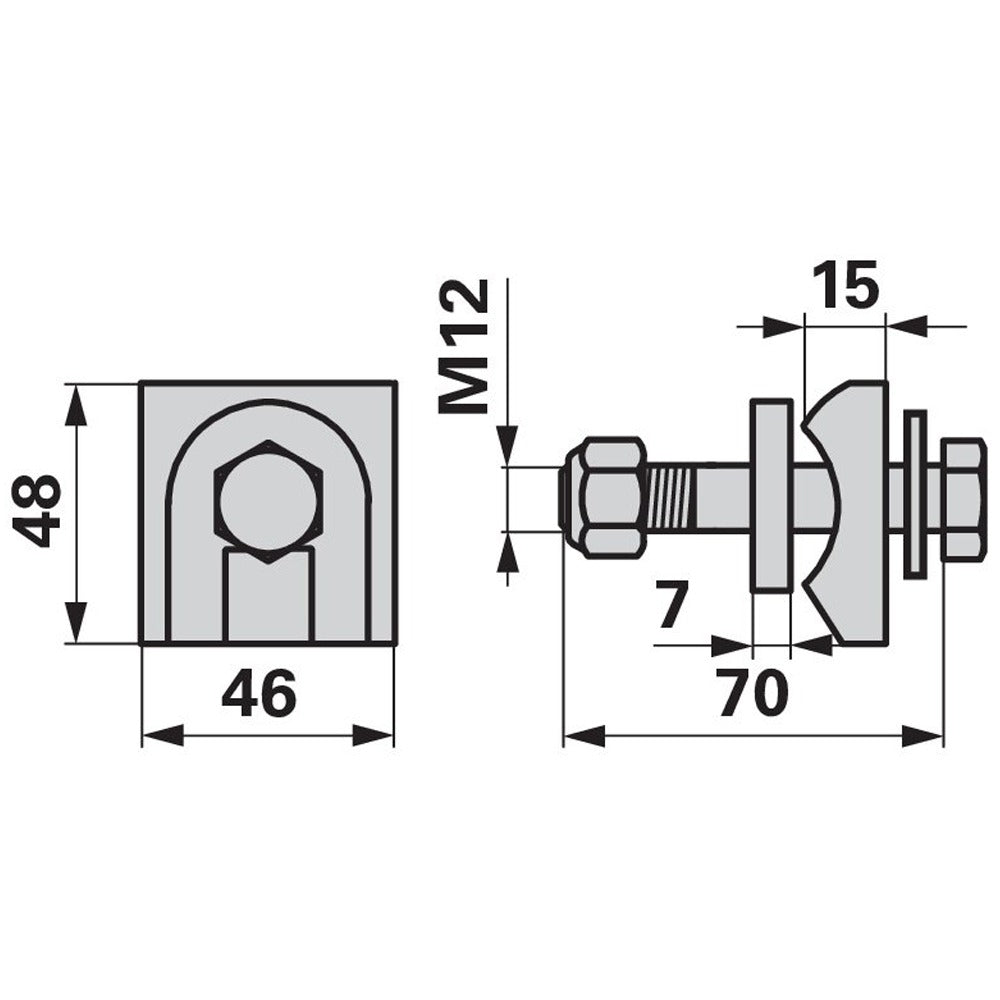 Supporto portadenti M12x70 per voltafieno e ranghinatori