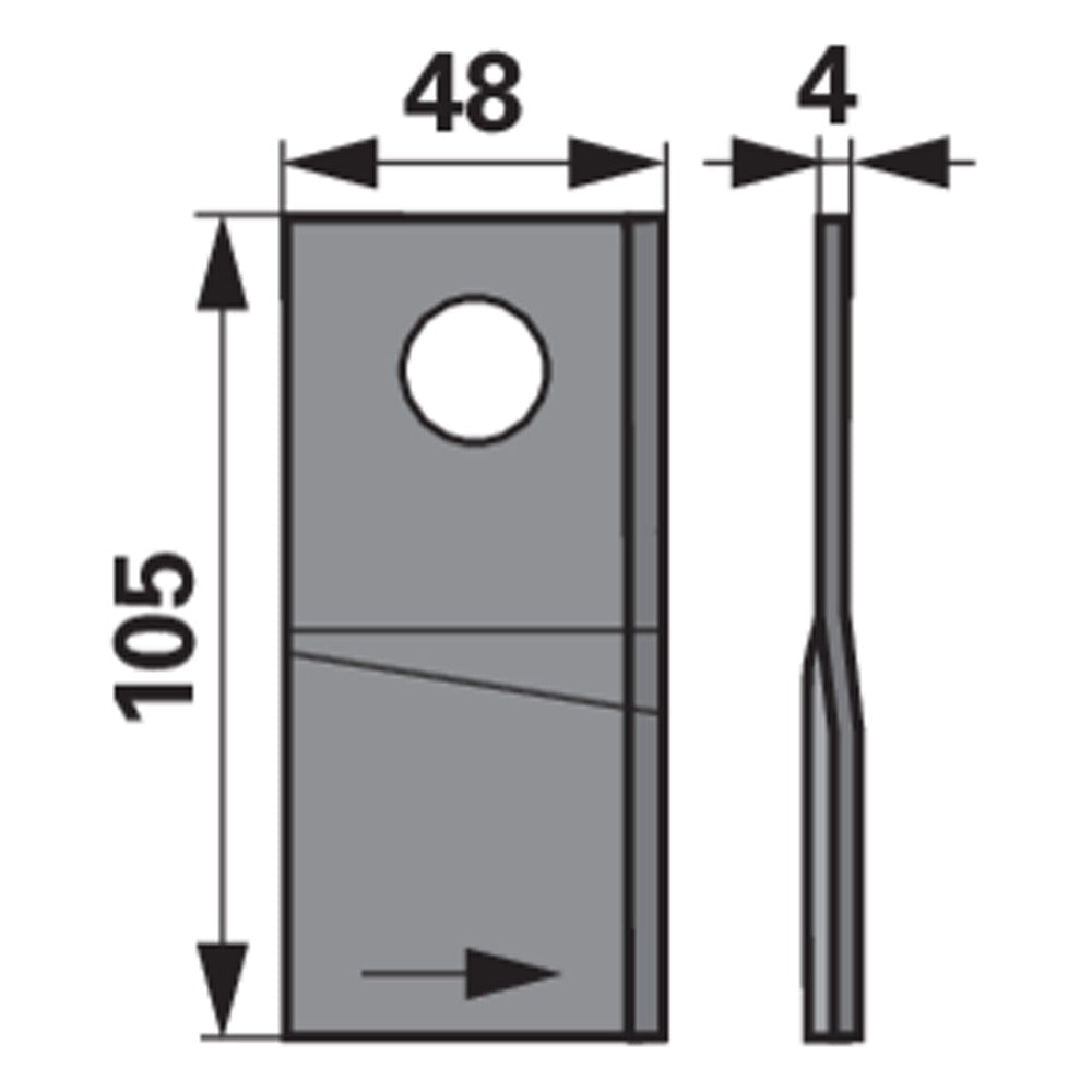 Left Rotary Mower Blade 105 x 48mm – Pack of 25