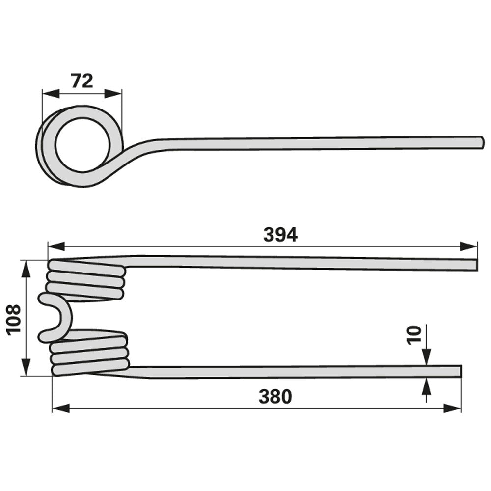 Dente per voltafieno a rotore sinistro, bianco segnaletico – Pöttinger