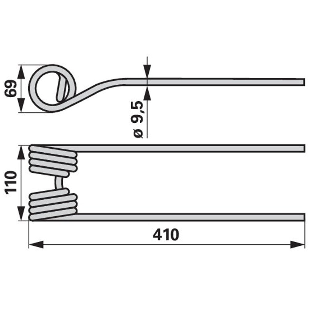 Rotary Tedder Tine May Green – Replacement for Galfre 67/46