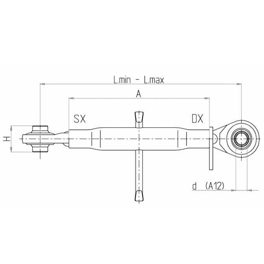 Oberlenker Kat. 2, 470–720mm, Gewinde 30 x 3