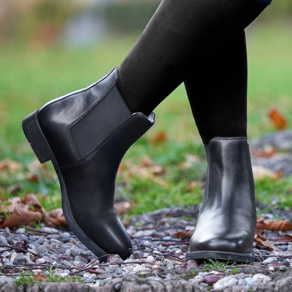 Stivaletti Jodhpur Invernali Pelle Eleganti Caldi Antiscivolo - Nero
