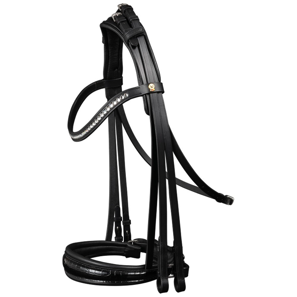Briglia Waldhausen S-Line Kandare Magic con cristalli - Nero