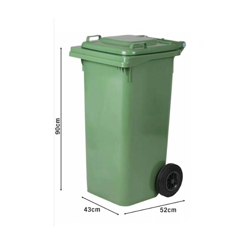 bidone quadro con ruote verde