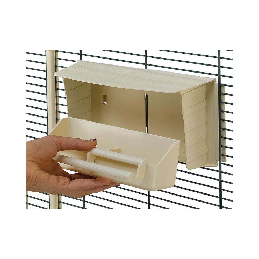 Protezione mangiatoia per canarini