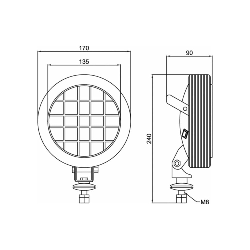 Faro da Lavoro Alogeno Ø 135 mm