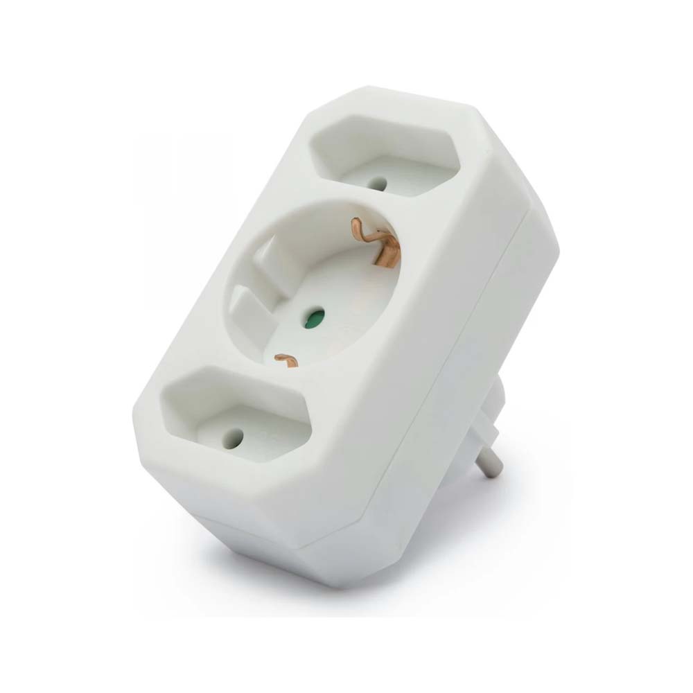 Adapter Multipresa 3 Vie con 2 Prese Euro e 1 Presa di Terra