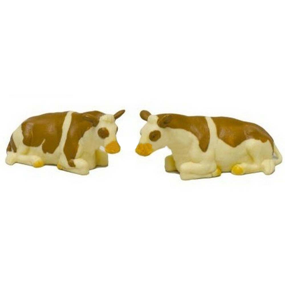 2 mucche con macchie di plastica sedute in scala 1:32
