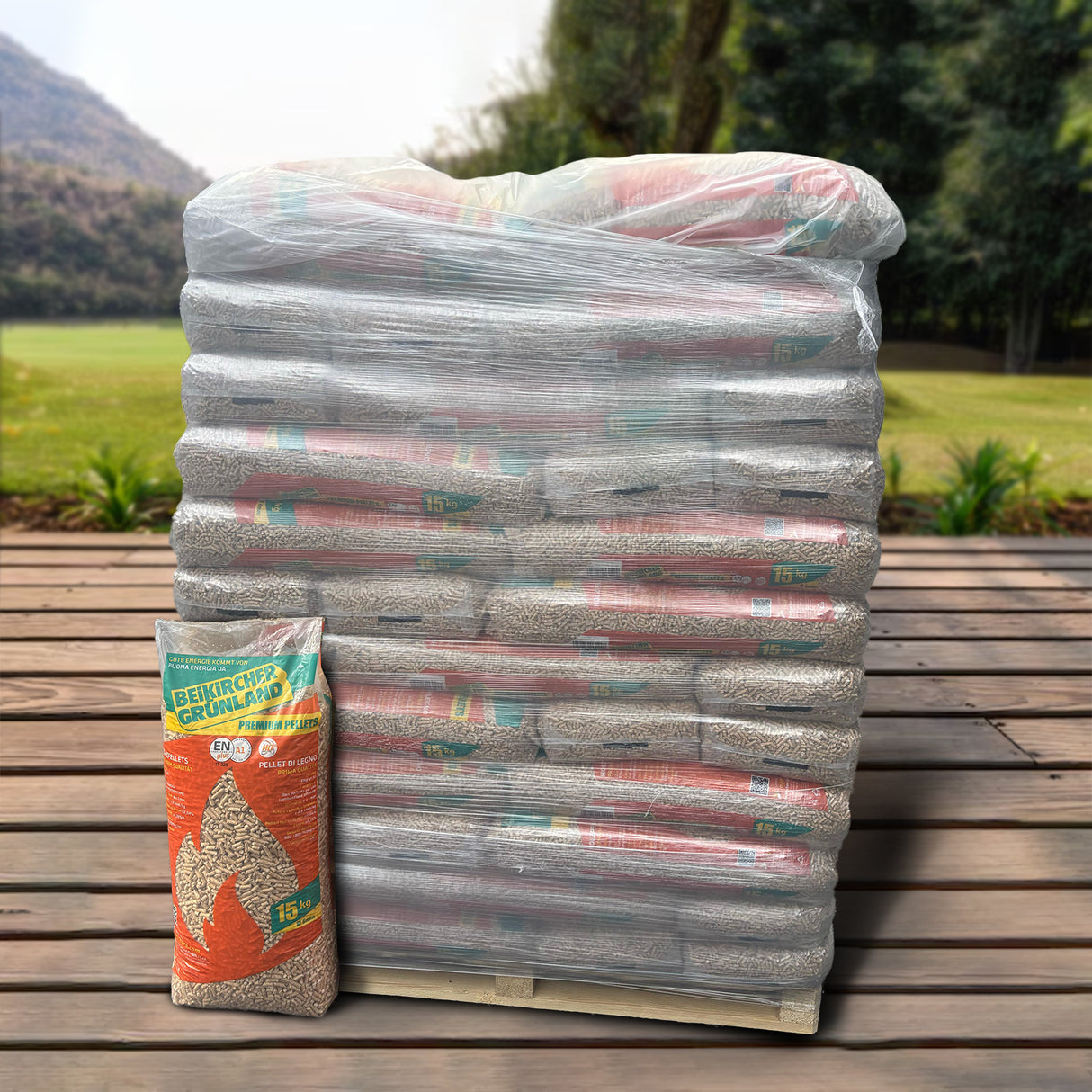 Beikircher Premium Pellet di legno ENplus A1 – Altissima Qualità Pallet da 66 Sacchi