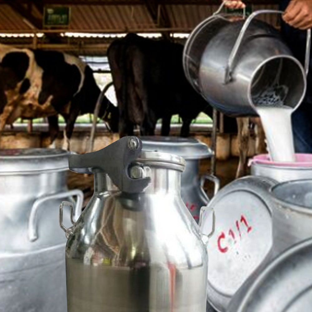 Bidone Del Latte in Acciaio Inox con Coperchio e Chiusura a Leva 30l