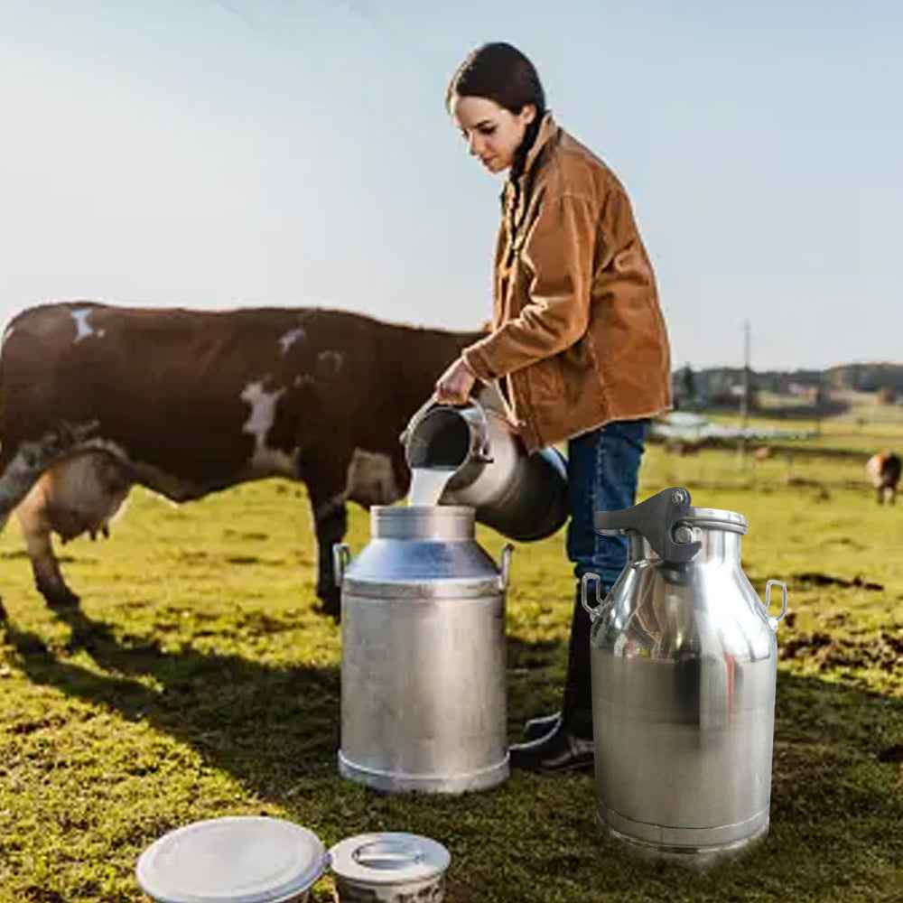 Bidone Del Latte in Acciaio Inox con Coperchio e Chiusura a Leva 30l
