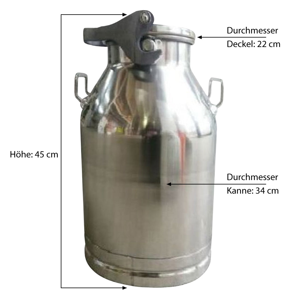 Bidone Del Latte in Acciaio Inox con Coperchio e Chiusura a Leva 30l