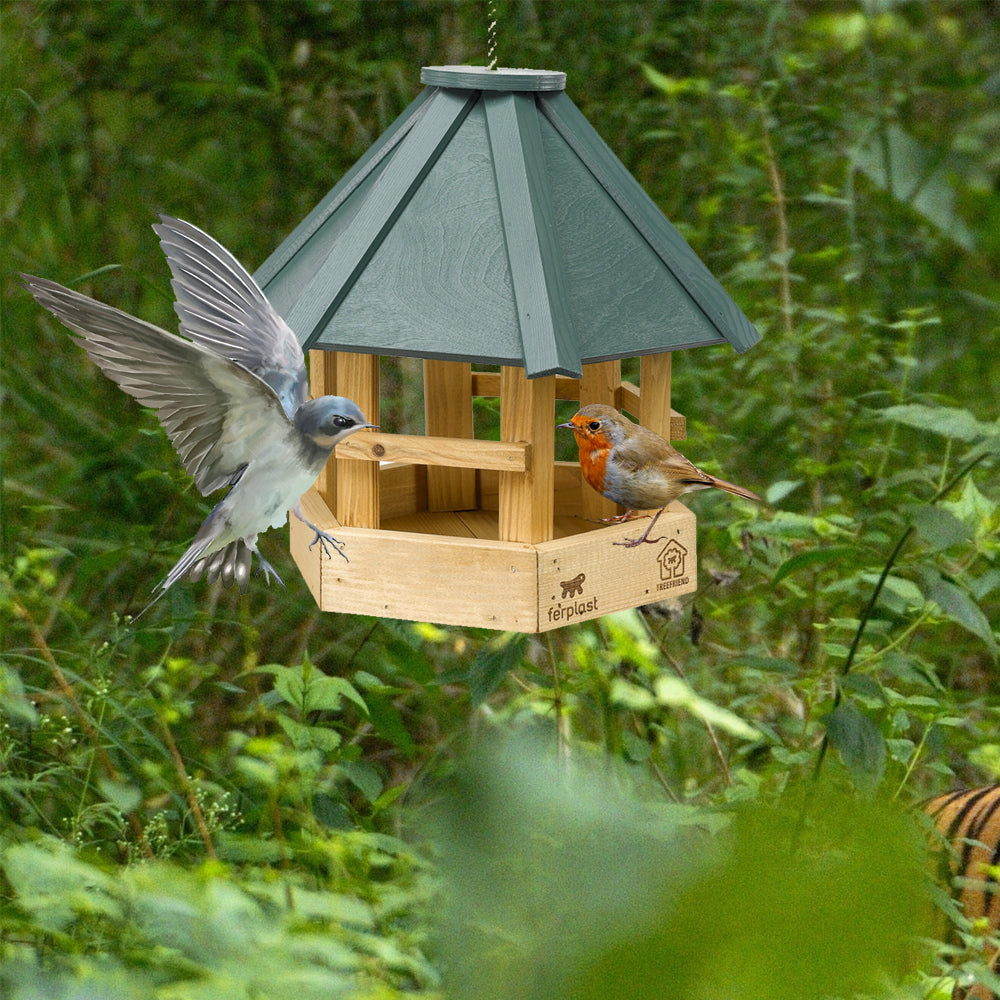 Mangiatoia in legno per uccelli 8