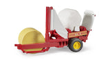 Bruder 02122 – Wickelmaschine für ockerfarbene und weiße Ballen, hochwertiges Spielzeug für landwirtschaftliche Spiele