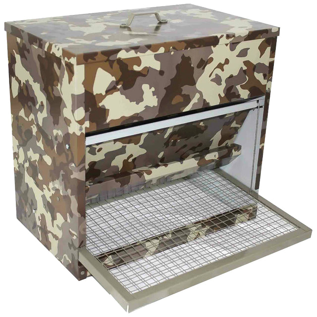 Mangiatoia con Pedale 20 KG Camouflage – Resistente e Protetta da Parassiti per Uccelli e Selvaggina