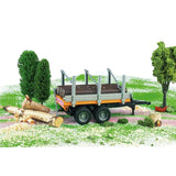 Wooden trailer with 3 tree trunks