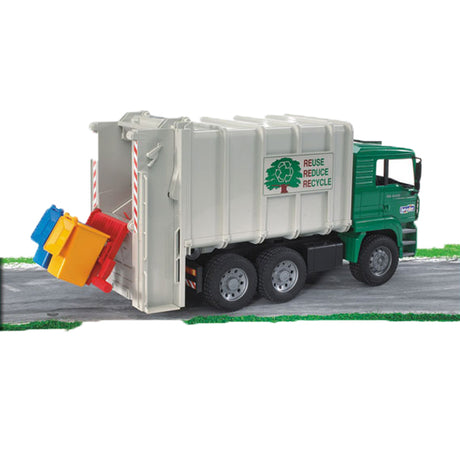 Modellino di camion dei rifiuti a marchio bruder, robusto modello in scala per bimbi dai 3 anni in su