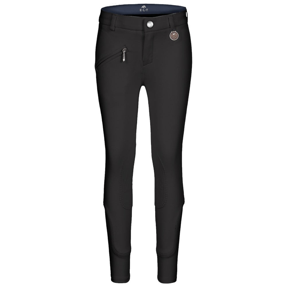 Kinder Reithose Function Sport Komfort Stretch Kniebesatz - Schwarz