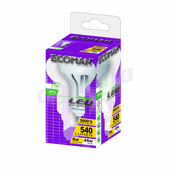 Ecoman 0007 Led Spot R50 6W E14 Luce Calda
