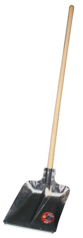 Aluminum shovel with wooden handle