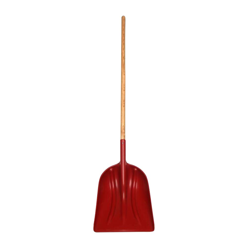 Plasso plastic shovel with hardened wooden handle