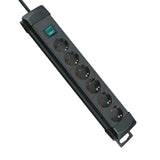 Multipresa 6 Prese, Cavo 3 m, Nera, Prese 45°, Interruttore di Sicurezza